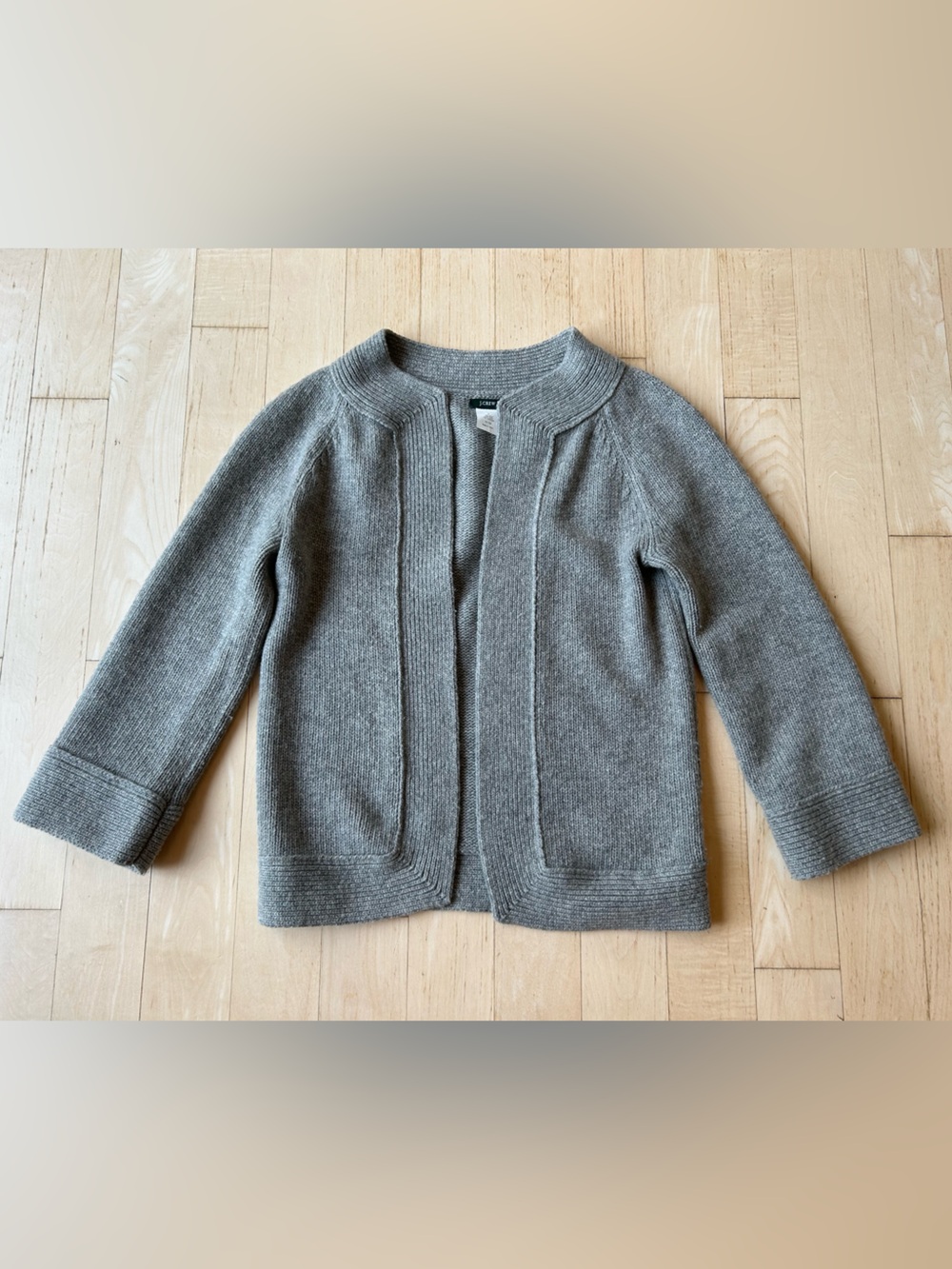 J. Crew Open Front Chunky Ribbed Cardigan Wool/Cashmere Heather Gray Medium - Picture 3 of 14